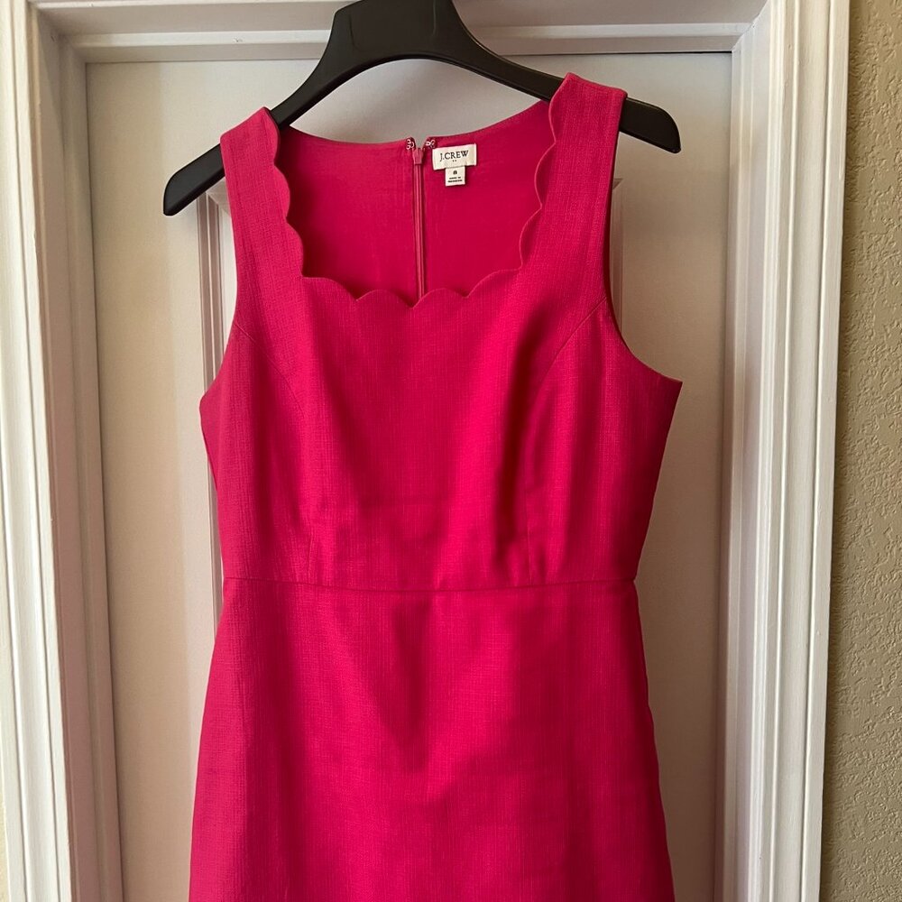 J Crew Pink Scalloped Cotton Dress size 8